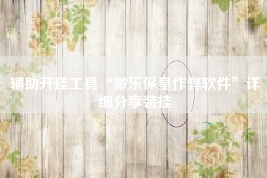 辅助开挂工具“微乐保皇作弊软件”详细分享装挂