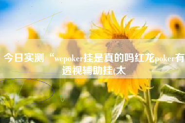 今日实测“wepoker挂是真的吗红龙poker有透视辅助挂(太