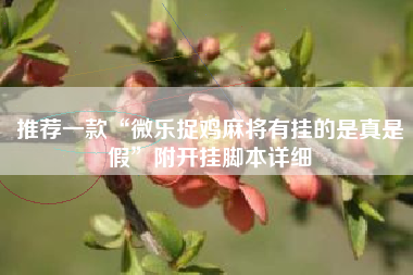 推荐一款“微乐捉鸡麻将有挂的是真是假”附开挂脚本详细